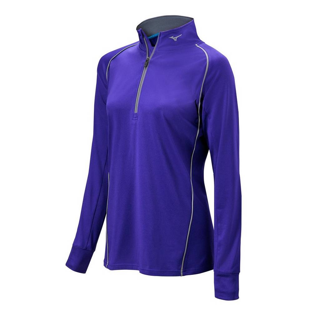 Mizuno Women's Comp 1/2 Zip Long Sleeve Pullover Purple (350589-CLD)